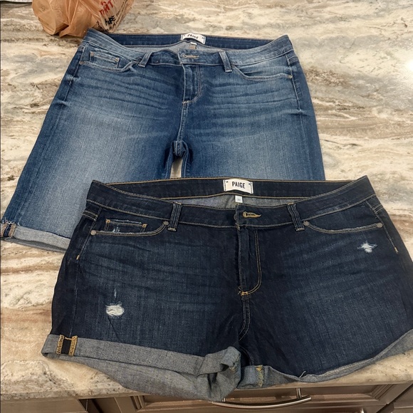 PAIGE Dark Blue Jean Shorts - Picture 1 of 6